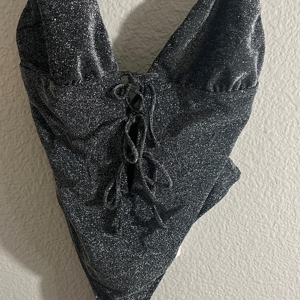 Dippin' Daisy's Mercury One Piece Swimsuit Sparkle Black beach resort Sz L NWT - Picture 7 of 10